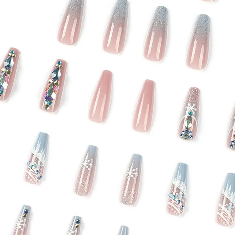 

Накладные ногти в виде снежинки, накладные ногти в виде балерины, блестящие накладные ногти в виде снежинки для балета, блестящие искусственные ногти для женщин для дома