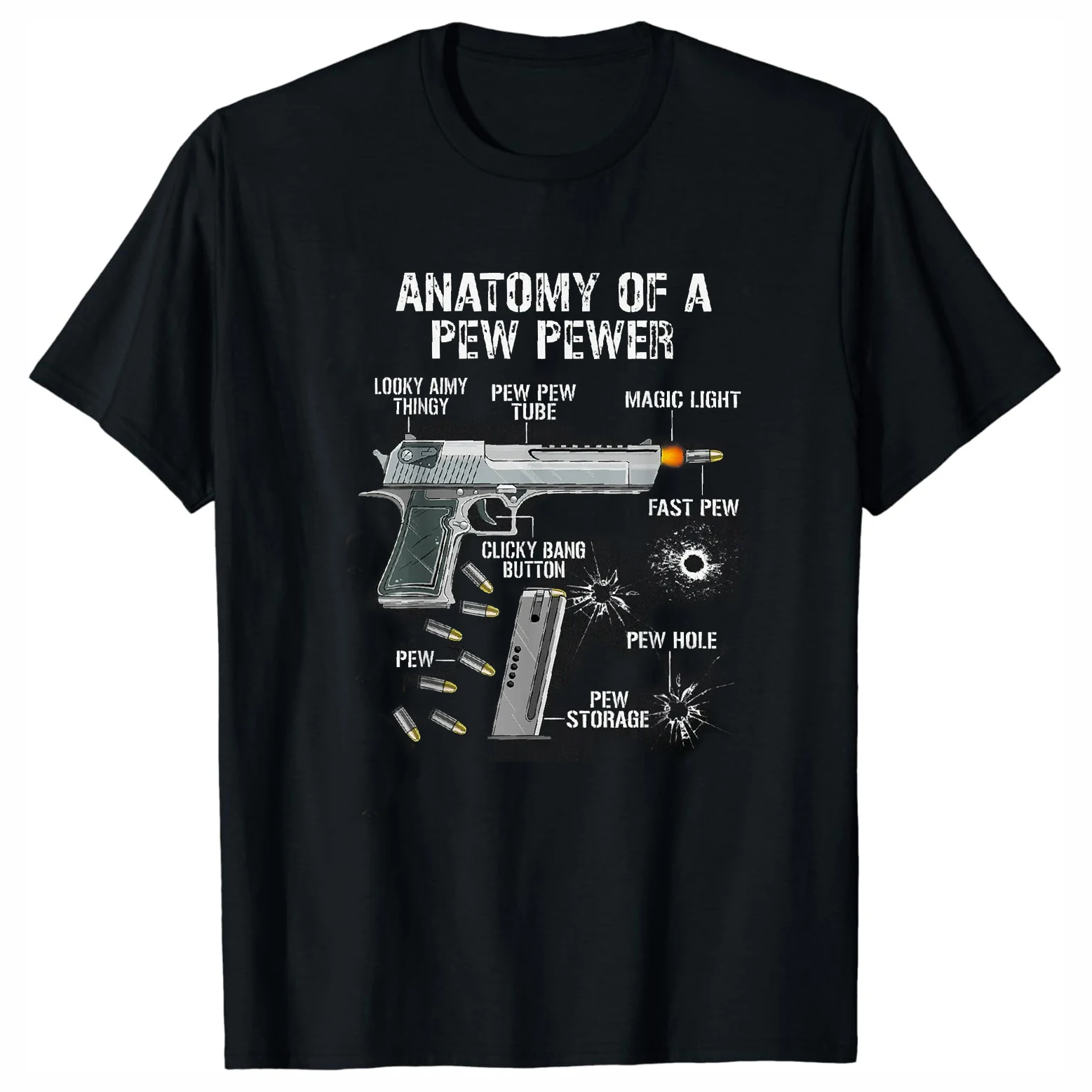 

Anatomy of A Pew Pewer. Funny Pistol Ammunition T-Shirt 100% Cotton O-Neck Summer Short Sleeve Casual Mens T-shirt Size S-3XL