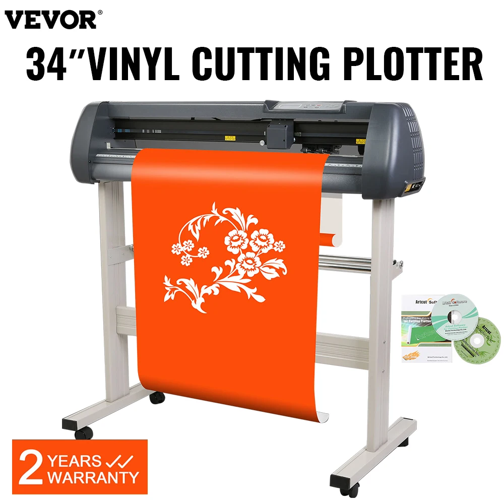 

VEVOR 34-дюймовый виниловый режущий станок с напольной подставкой, виниловый режущий плоттер, наборы для начинающих, программное обеспечение с бесплатной регулировкой скорости