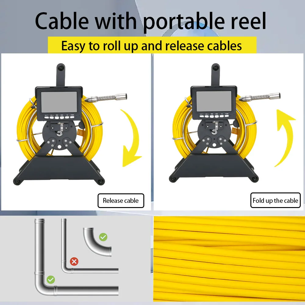 Caméra D'inspection De Canalisation 30m - écran IPS 7'', 12 LED, Enregistrement Vidéo/audio, étanche IP68, Zoom 20x - Pour Plombiers, Diagnostics
