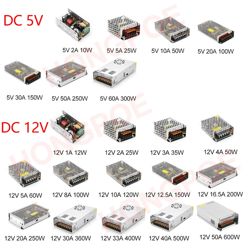 Switching áram Ajánlattétel 5v 12v 24v 36v 48v 2A 5A 10A 15A 20A 30a15w-500w Váltóáram hogy 110/220v Egyenáram Transzformátor ledes csík Lovaglópálca vezető