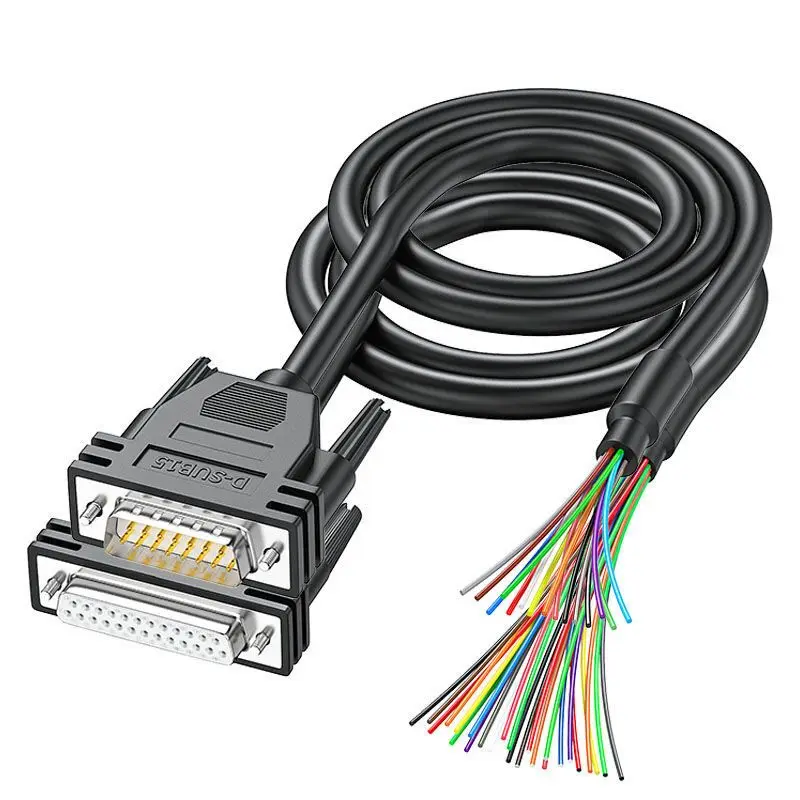 Terminal Industrial do Cabo do Conector Db9 Db15 Db25 Plug com Linha de Conexão 24awg 15 25pin Rs232 Serial Cabo D-sub Pin m f