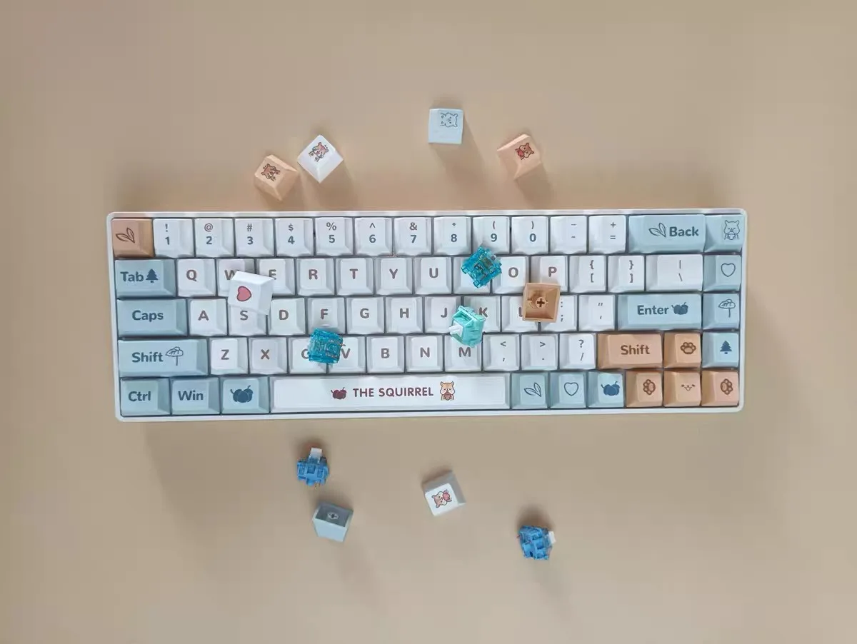 

Мультяшные колпачки для клавиш PBT Kawaii новые колпачки для клавиш 136 клавиш белка краситель-SUB chreey профиль милый колпачок для клавиатуры для механической клавиатуры