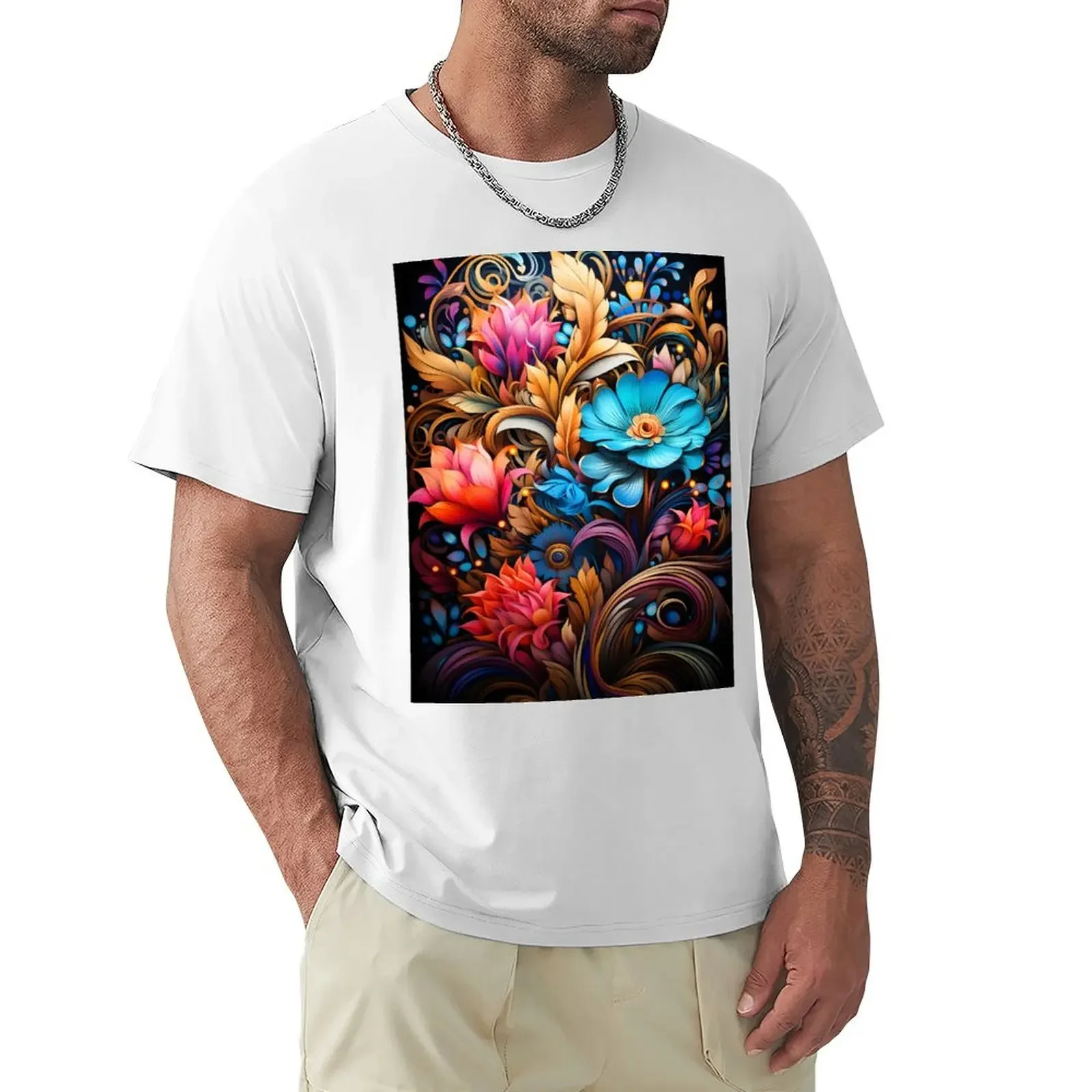 Vibrant Nouveau Flowers: A Floral Harmony Of Botanical Art Déco Nouveau - Fantasy Flower Botanicals Collection - Art Pri T-Shirt