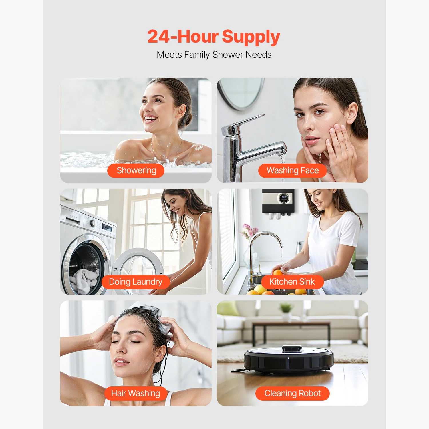 SucceBuy Tankless Electric Water Heater 27kW Instant Hot Water Heater Under Sink On Demand for Bathroom w/ LCD Touch Screen 240V 6