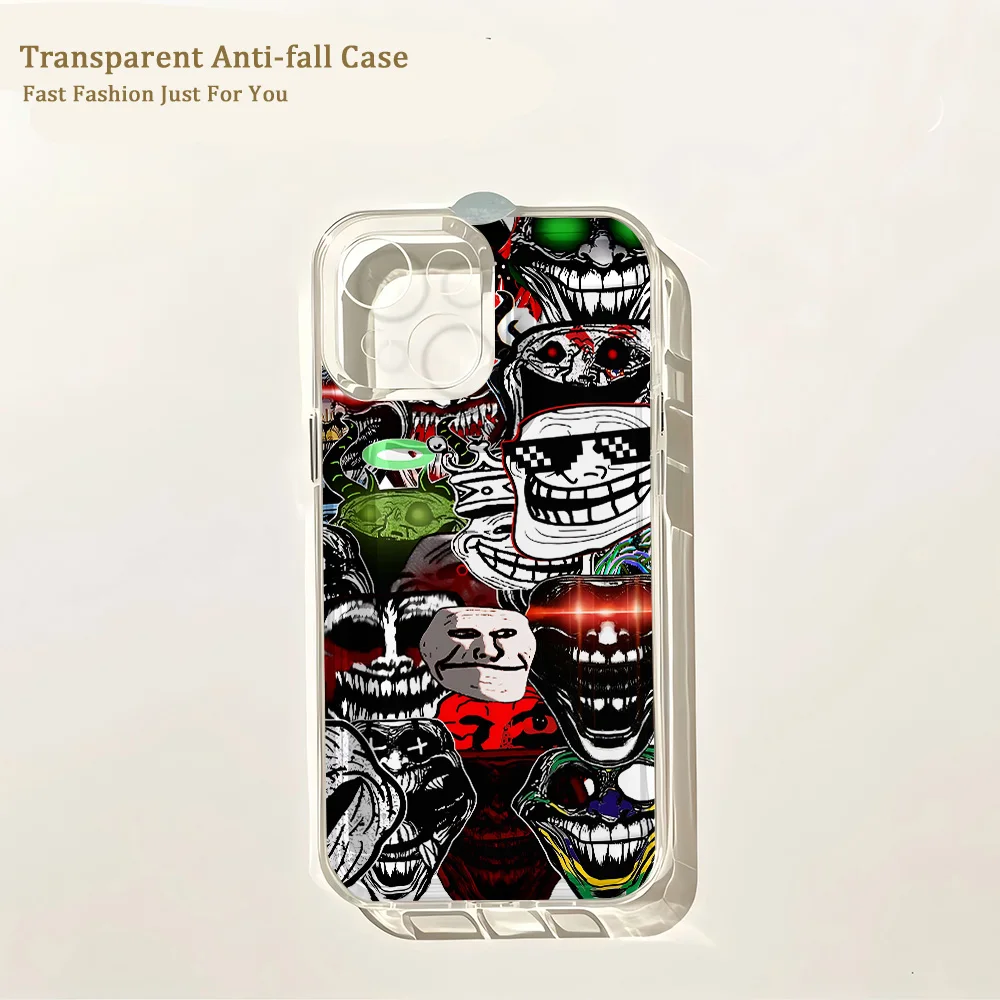 Funny Meme TrollfaceS Transparent Phone Case - Humorous Design Back Cover