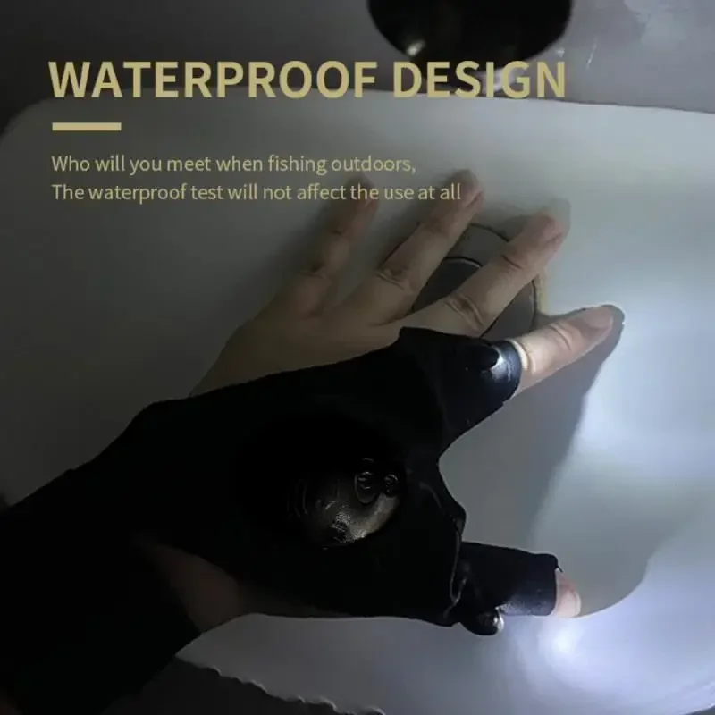 Sports Gloves Outdoor Hunting Gloves Luminous Lighting Half Finger Light Night Driving Hunting Vehicle Maintenance Lighting Order