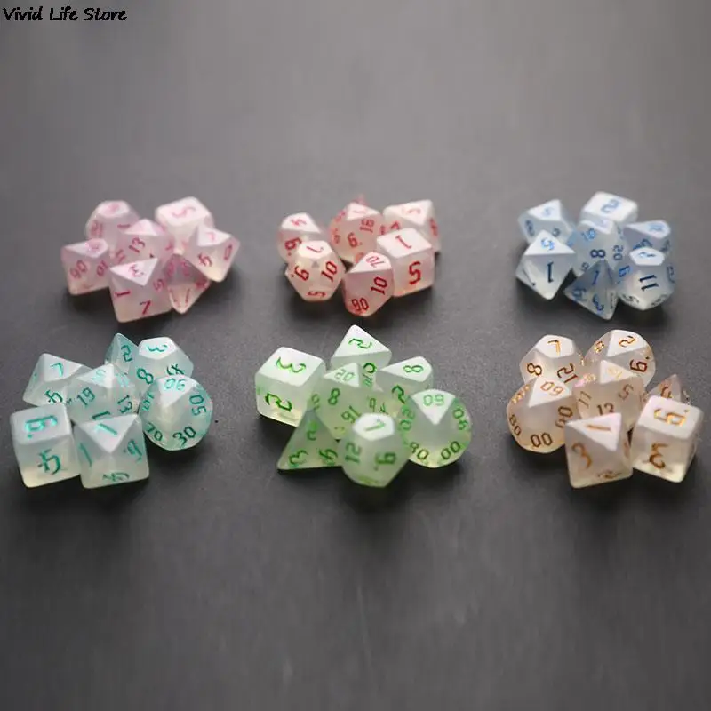 Enchanting Iridescent Glitter Polyhedral Dice Set