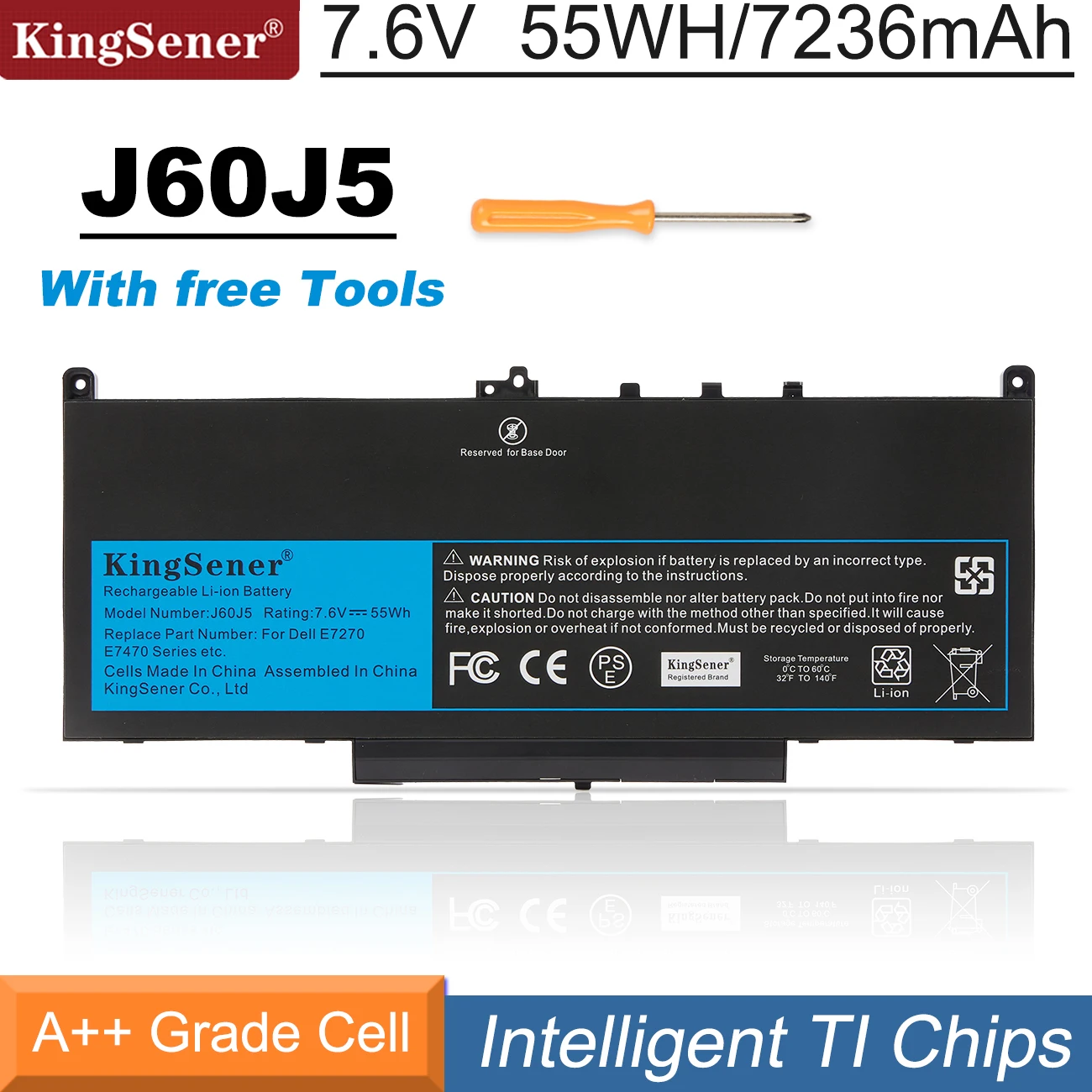 Kingsener-bateria de Substituição do Portátil J60j5 Dell Latitude E7270 E7470 J60j5 R1v85 Mc34y 242wd 7.6v 55wh Ferramentas Gratuitas