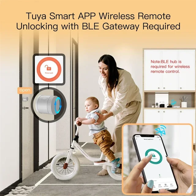 MOES Bluetooth Door Lock Bank-grade AES128 Bit TLS Encryption BLE Sensor Unlocking Tuya Smart APP Voice Control Alexa Google EU 4
