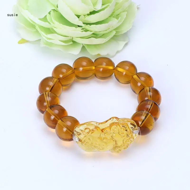 X7YA Attractive Wealth Citrine Stone Bracelet Luck Feng Shui Xiu Bracelet Gift 6