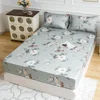 Grey white flower Bed Fitted Sheets Sabanas Mattress Cover with Elastic Microfiber (no pillowcase) 160*200*25cm 6