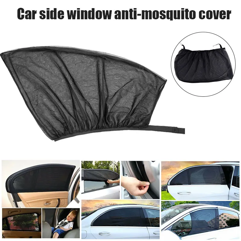 

2 Pcs Car Side Window Sun Shade UV Protection Anti Mosquito Window Breathable Mesh Net Universal 2 Pack for Front/Rear Window