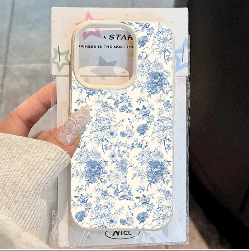 Elegant Blue Flower Silicone Phone Case Cover