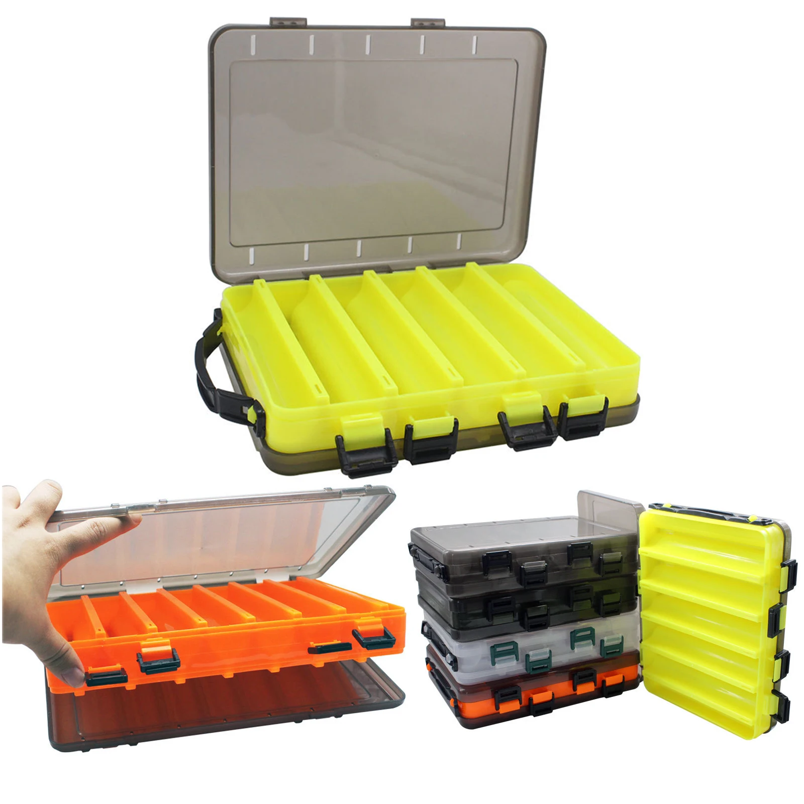 Large Fishing Tackle Boxes Double Layer Portable Lure Storage Multi  Compartments Gear Tool Box Carry Plastic Case Bait Container