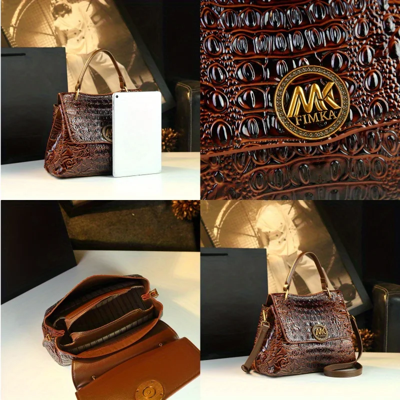 حقيبة نسائية عصرية جديدة موديل 2025 بنمط تمساح عتي...