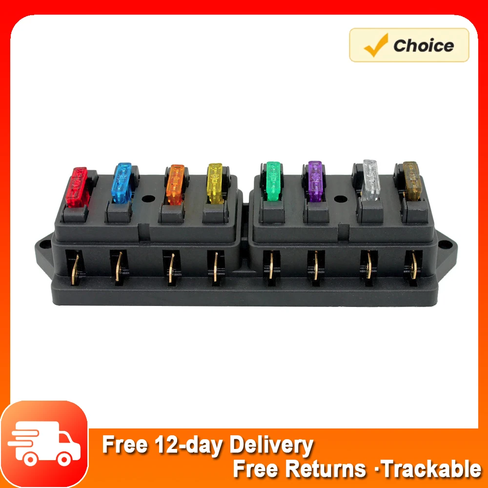 6/8 Way Fuse Holder Box Car Vehicle Automotive Circuit Blade Fuse Block with Standard Fuses for Automotive Marine Applications