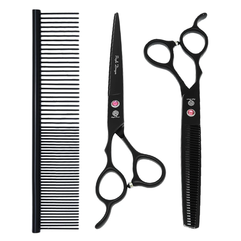 

Purple Dragon 7 inch Left Hand Pet Grooming Hair Scissors Dog Cat Straight Curved Cutting Scissors Animal Thinning Shears B0057B