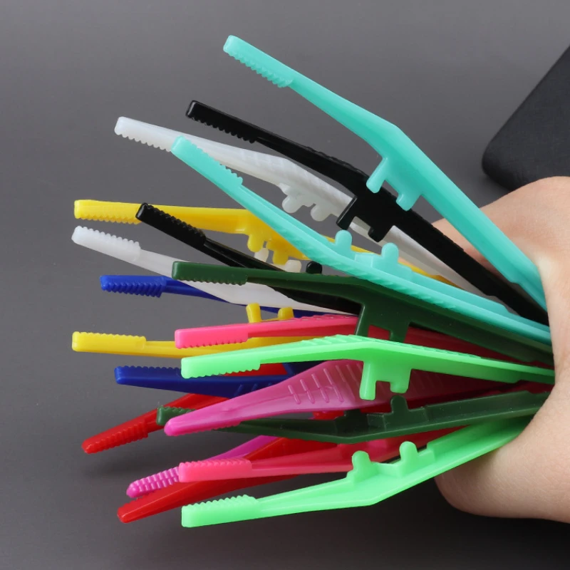 1/10 Pc Can choose color Plastic Tweezers Medical Repair Small Disposable  Tweezers Tools Tweezers Crafts Kids Toys Plastic Clips