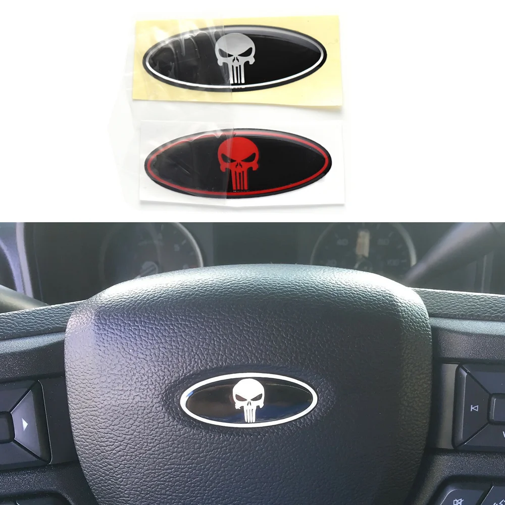 

50mm Skulls Car Steering Wheel Emblem Badge Sticker for F150 F250 F350 Car Gadget Accessories