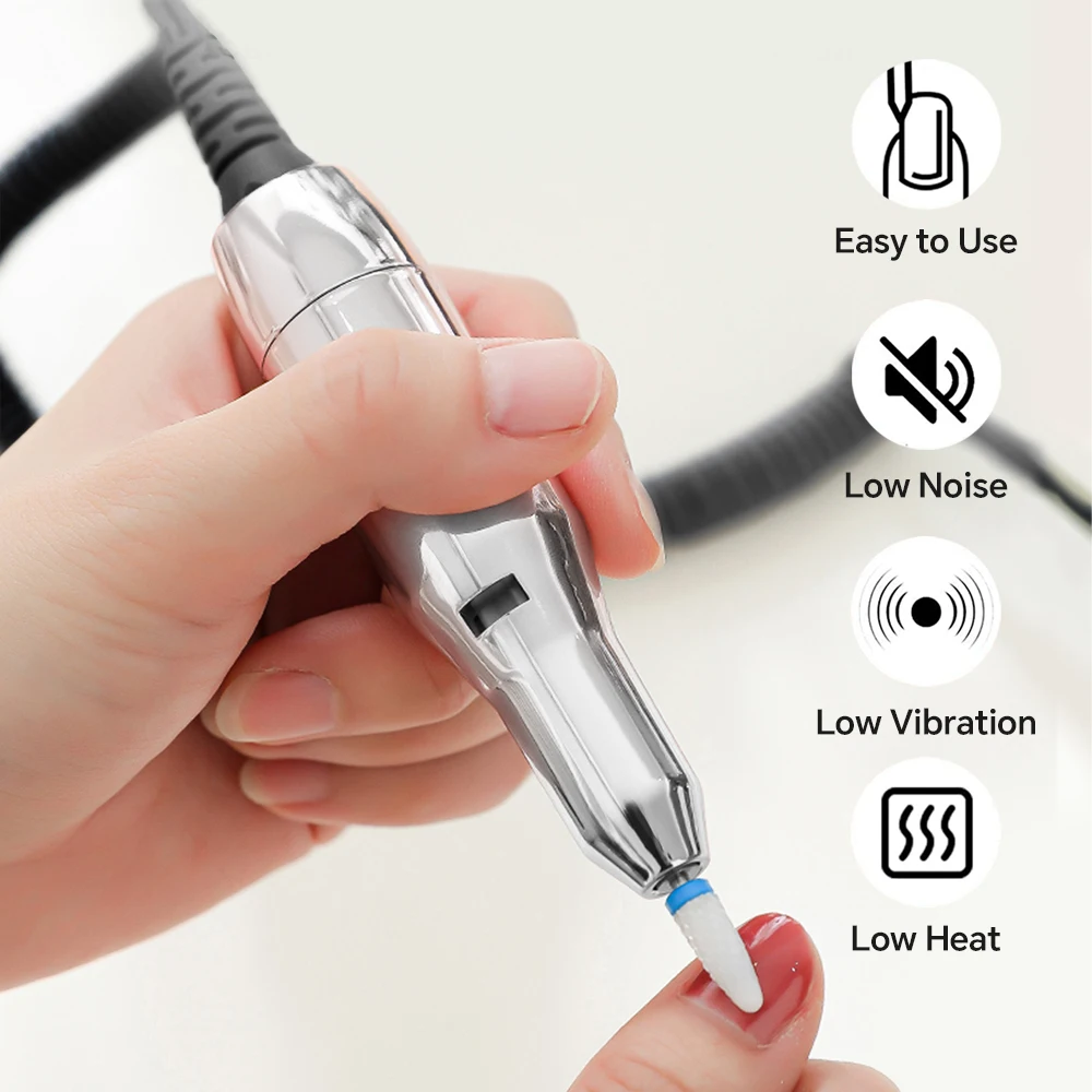 Electric Nail Drill File Professional, Rechargeable Nail File Machine Kit with Bits Kit for Acrylic Gel Nails Polishing Removing