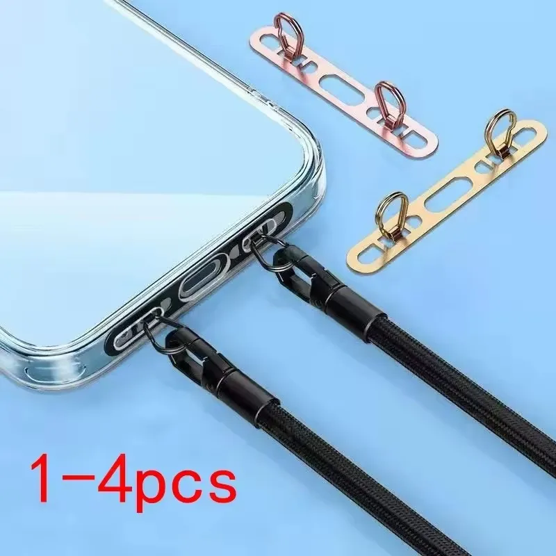 4/1PCS 고급 스테인레스 스틸 휴대 전화 끈 패치 가스켓 업그레이드 된 금속 0.4mm 얇은 휴대 전화 테더 탭 안전 커넥터
