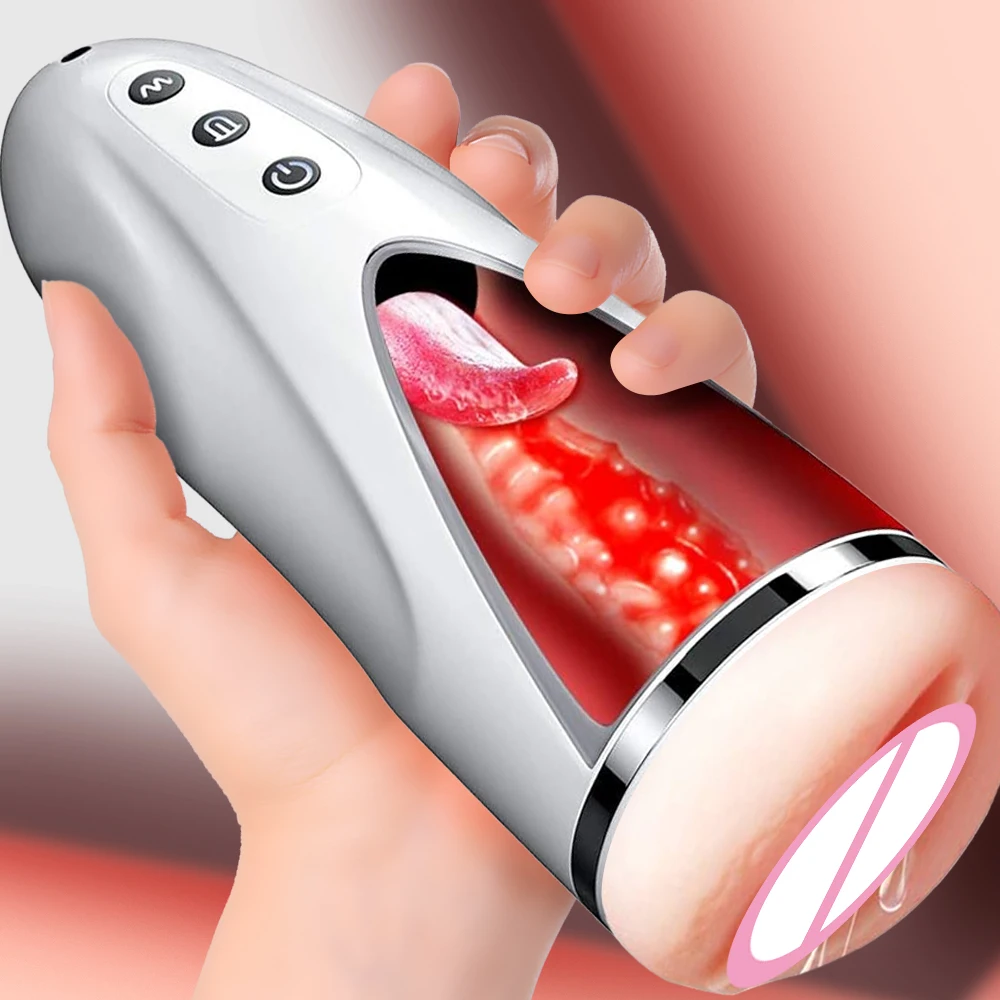 Male Automatic Tongue Licking Masturbation Cup 3D Real Vagina Textured Pussy Bag 18 Vibration Mode Sex Machine Toys |