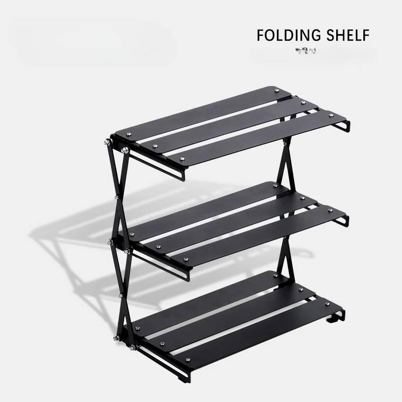 

Portable Camping Outdoor Rack Three-tier Rack Easy To Carry Foldable Picnic Camping Barbecue Folding Table