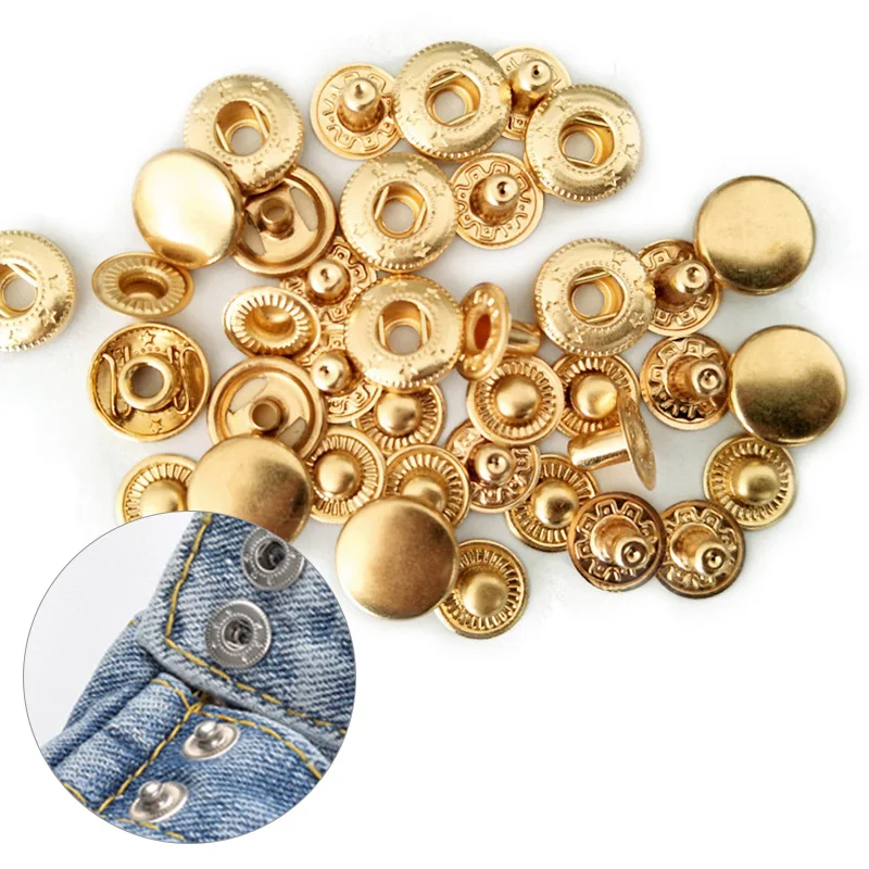 10Set 10/12/15/17/20mm Metal Press Studs Sewing Button Snap Button Fasteners Sewing Leather Craft Clothes Bags Garment 4