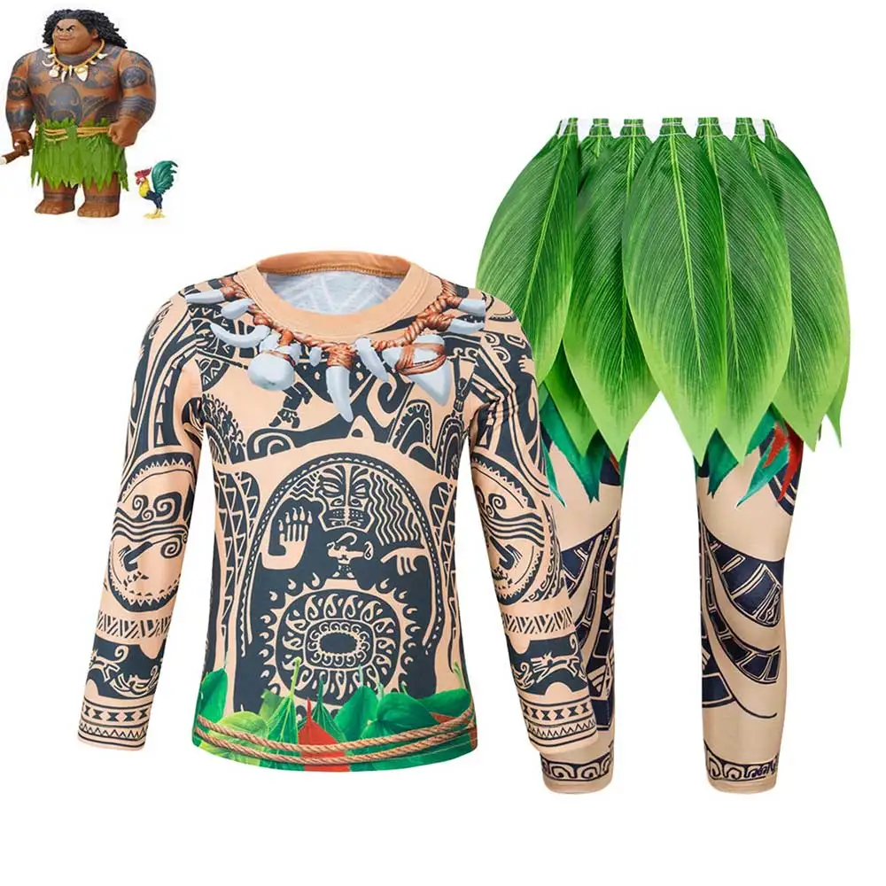 Kids Cosplay Costume Boys Moana Maui Tattoo Cosplay Outfits Set