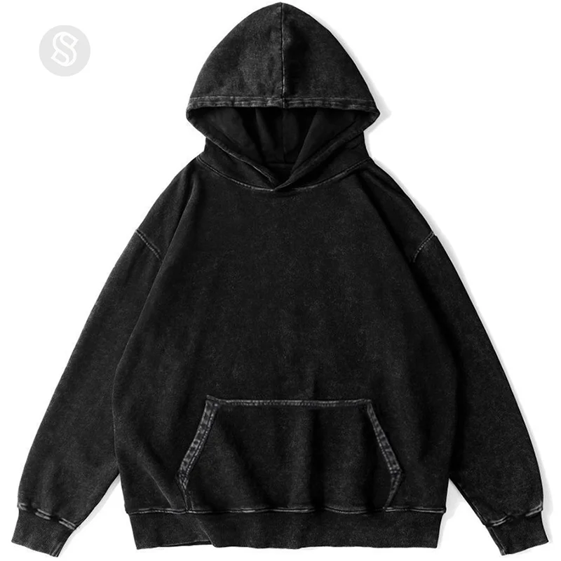 Hooded sweaters for men and women in autumn and winter, American style retro washed old couple's top and coat