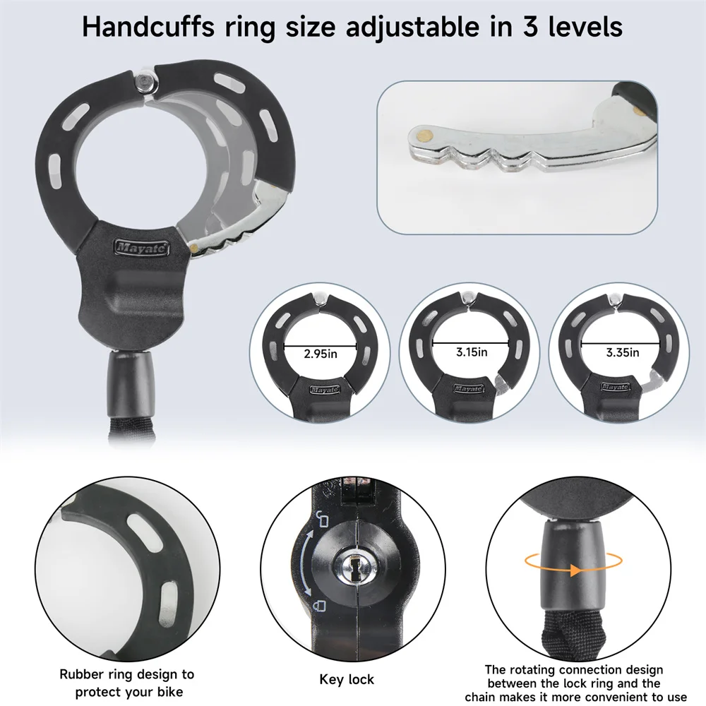 Bicycle Lock Thickened Metal Anti-Theft Chain Lock Outdoor Bicycles Electric Vehicles Mountain Bike Scooter Protection Lock