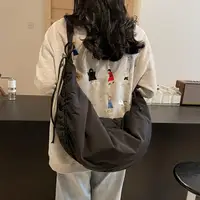 M6CC Trendy Crossbody Bag for Both Women and Men Shoulder Bags Nylon Construction with Eye Catching Pleats for Daily Outings