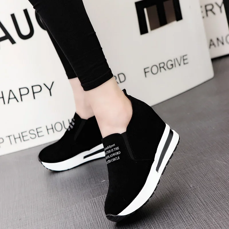 

2024 New Arrival Women Shoes Wedge Increase Shoes Black Shoes Women Sneakers Leisure Platform Shoes Breathable Zapatos De Mujer