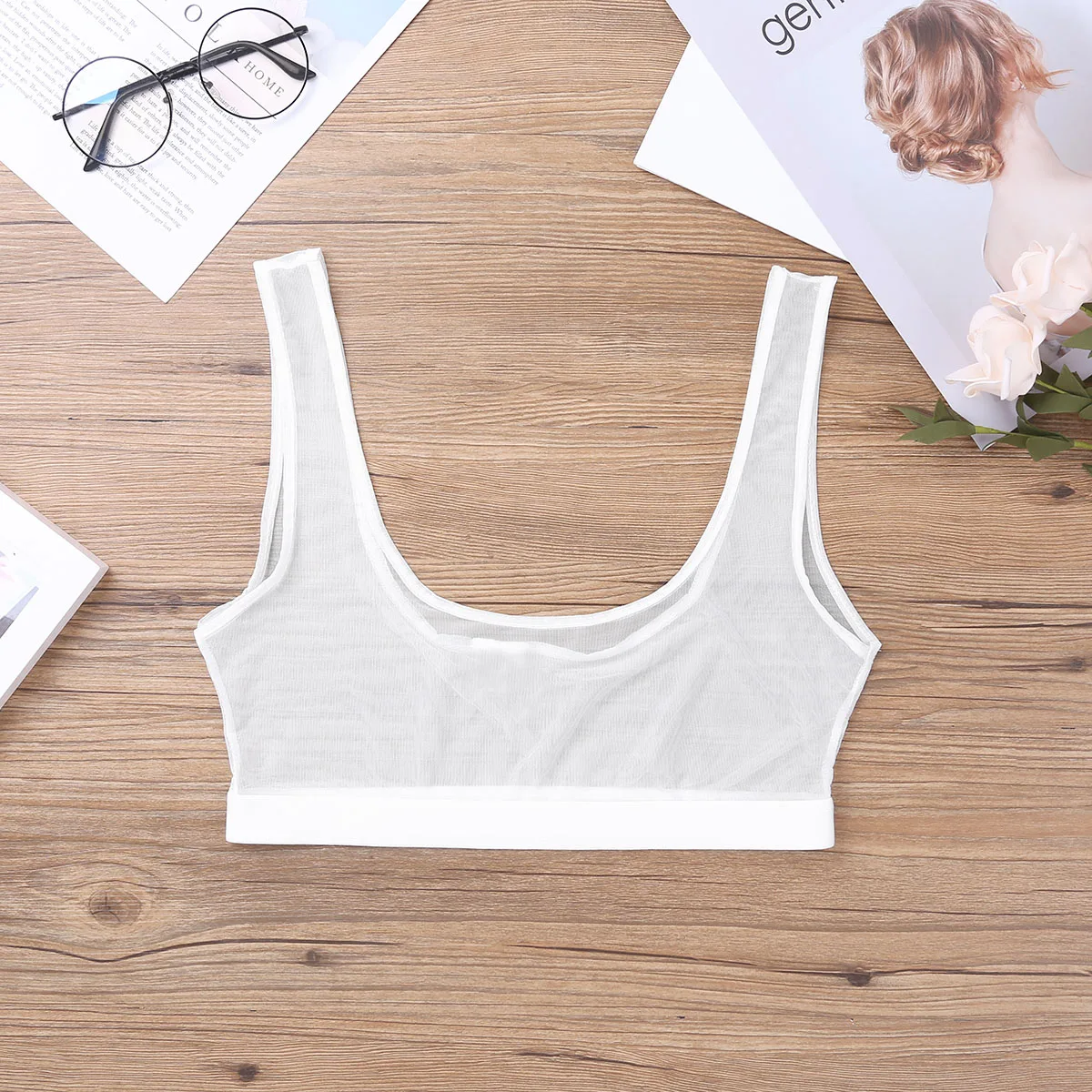 Mens See Through Mesh Racer Back Muscle Tank Top Workout Gym Sport Crop Top Shirt Fitness Vest Clubwear Nightclub Stage Costume