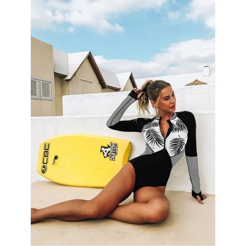 Sexy Rash Guard Women Swimsuit 2024 One Piece Long Sleeve Bodysuit