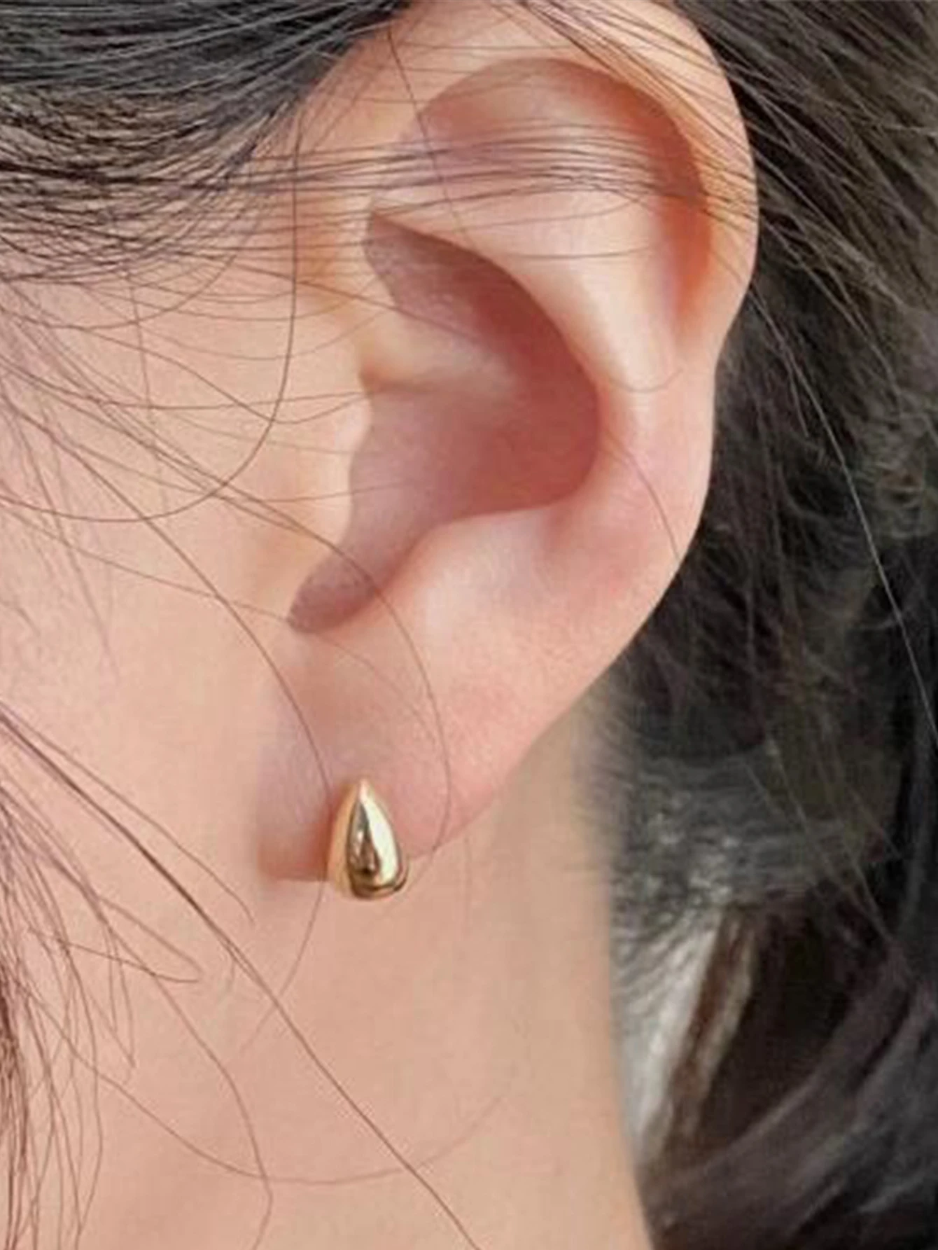 Canner 925 Sterling Silber Glatte Wassertropfen Einfache Ohrstecker Für Frauen 18 Karat Gold Ins Minimalismus Ohrringe Edlen Schmuck Geschenk – Detail 3