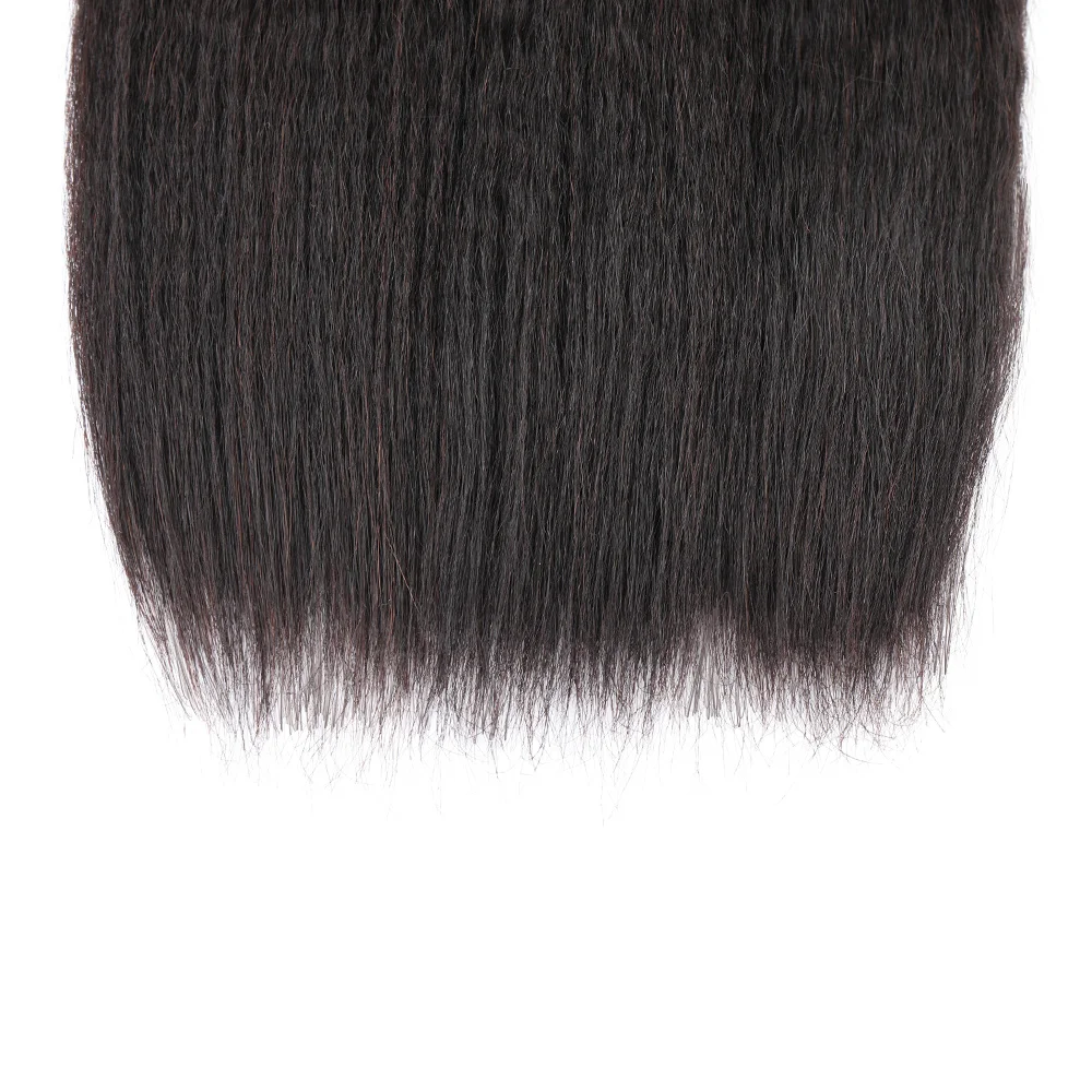 Brazilian Remy Yaki Straight Bundles 4x4 Lace Closure Kinky Straight Hair 3 Bundles with Closure Human Hair Weave Extensions