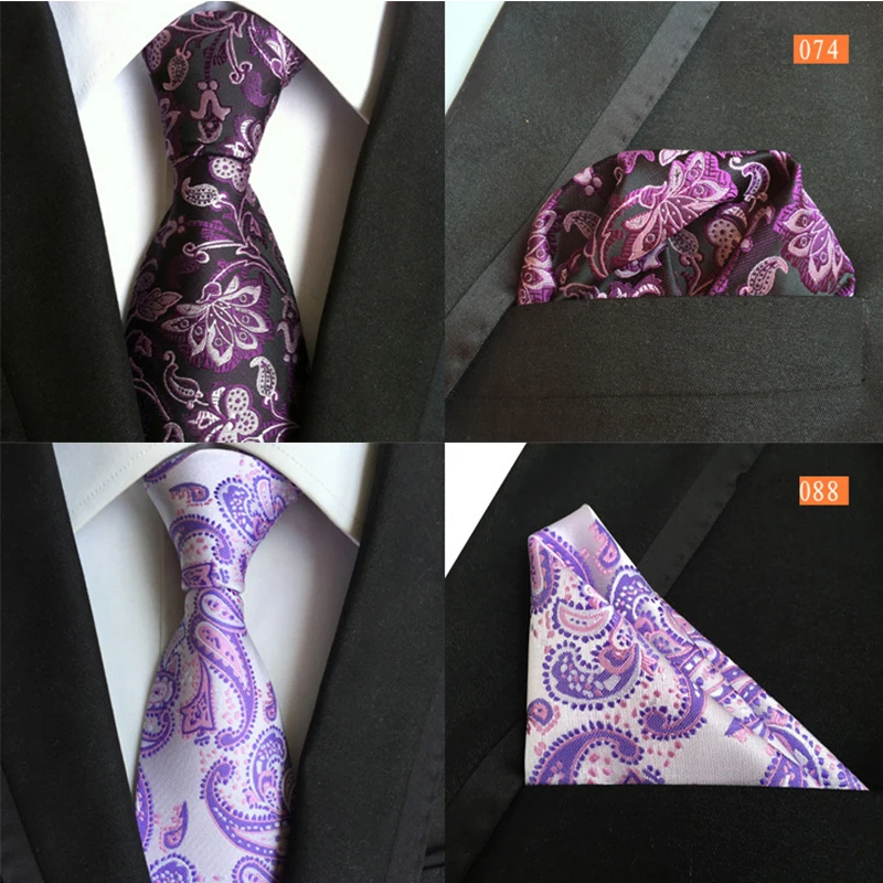 

Classic 8CM Print Flower Tie Pocket Square 2-piece Set for Party Office Business Wedding Gift Necktie Handkerchief