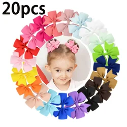 Sweet Candy Color Bow Hair Clip Set for Baby Girls - Cute Ribbon Hairpin Hair Accessories & Gifts (20pcs)