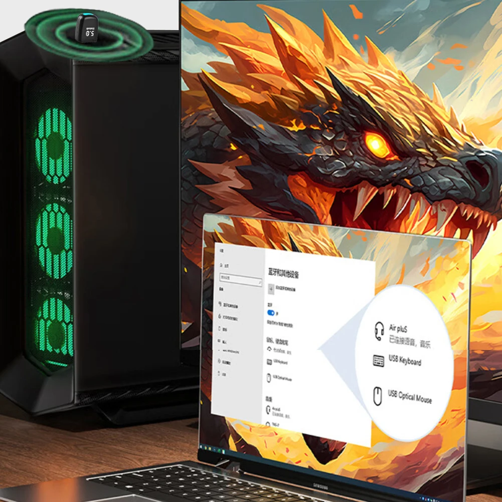PC 노트북용 USB 블루투스 호환 5.4 어댑터, 무선 BT 5.4 동글 어댑터 드라이버, 무료 음악 오디오 리시버