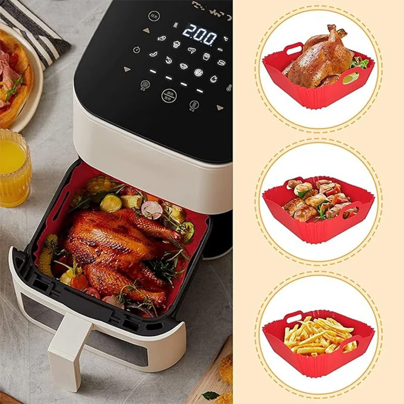 Silicone Basket Pot Tray Airfryer Liner For Air Fryer Reusable Container Accessories Pan Baking Mold Protector Kitchen Gadgets