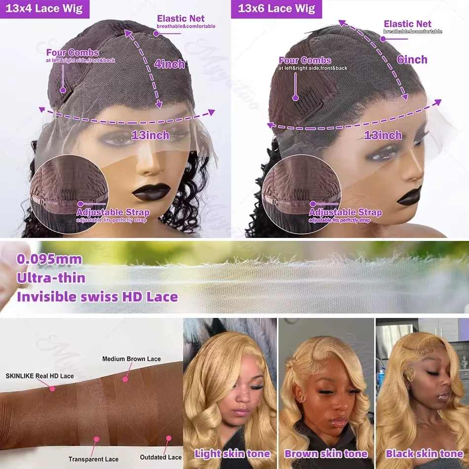 250% Density 30 40 Inch Honey Blonde Body Wave Lace Front Wig Human Hair 613 HD Lace Frontal Human Hair Wig 13x6 Pre Plucked 6