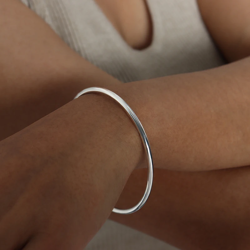 Simple Round Women's Stainless Steel Bracelet Rose Gold Color Silver 5 Sizes Gold-plated Bangle Jewelry stainless steel bracelet