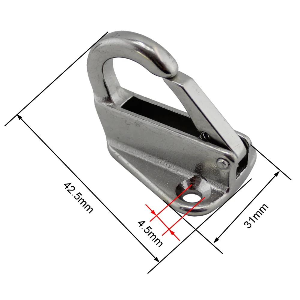 5PCS Closed Spring Clip Fending Hook Marine Boat Fender Hook Marine Stainless Steel 316 Boat Hardware