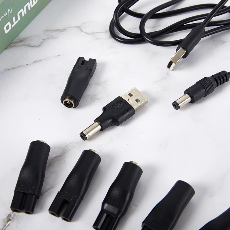 5V USB 충전기 코드 교체, USB 어댑터 충전기 케이블 DC 컨버터, 면도기 헤어 클리퍼용, DC5.5 x 2.1mm 전원 공급 장치, 1 세트