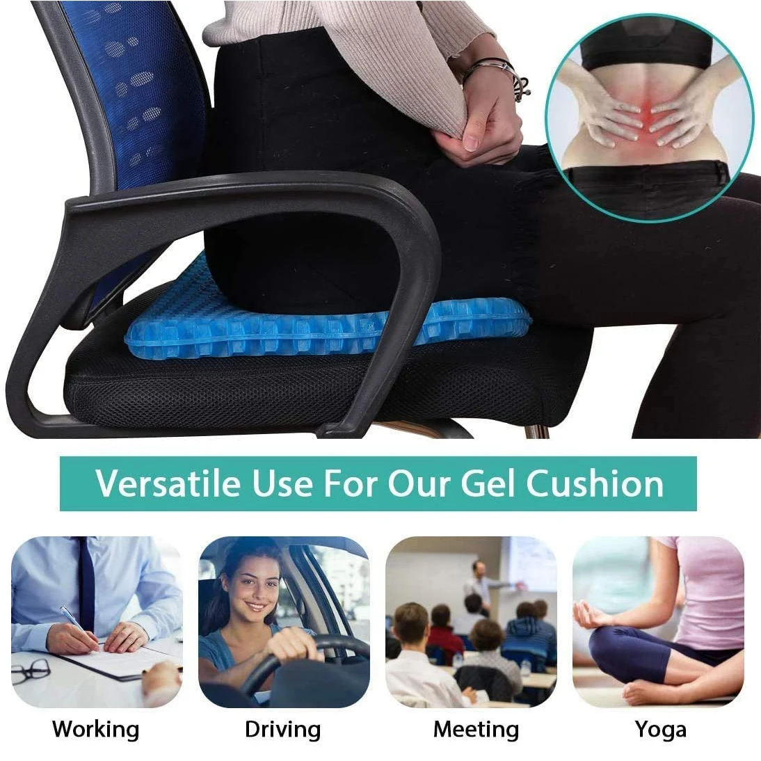Thick Large Gel Seat Cushion Honeycomb Design,Non-Slip,Pressure Relief Back  Tailbone Pain Home Office Chair Cars Wheelchair - AliExpress