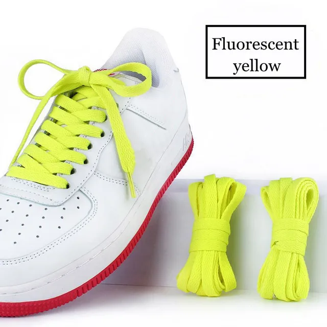 36Colors Flats Shoelaces For Air Force Tennis Shoe Laces Sneaker White Black Canvas Men Women Shoelace Basketball Shoes Strings Fluorescent yellow