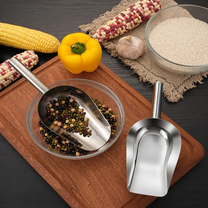 Kitchen Scoop Stainless-Steel Ice Scoop Party/Bar et Kitchen Sugar Flour Dry Goods Shovel Dry Food Flour Candy Bin Scoop
