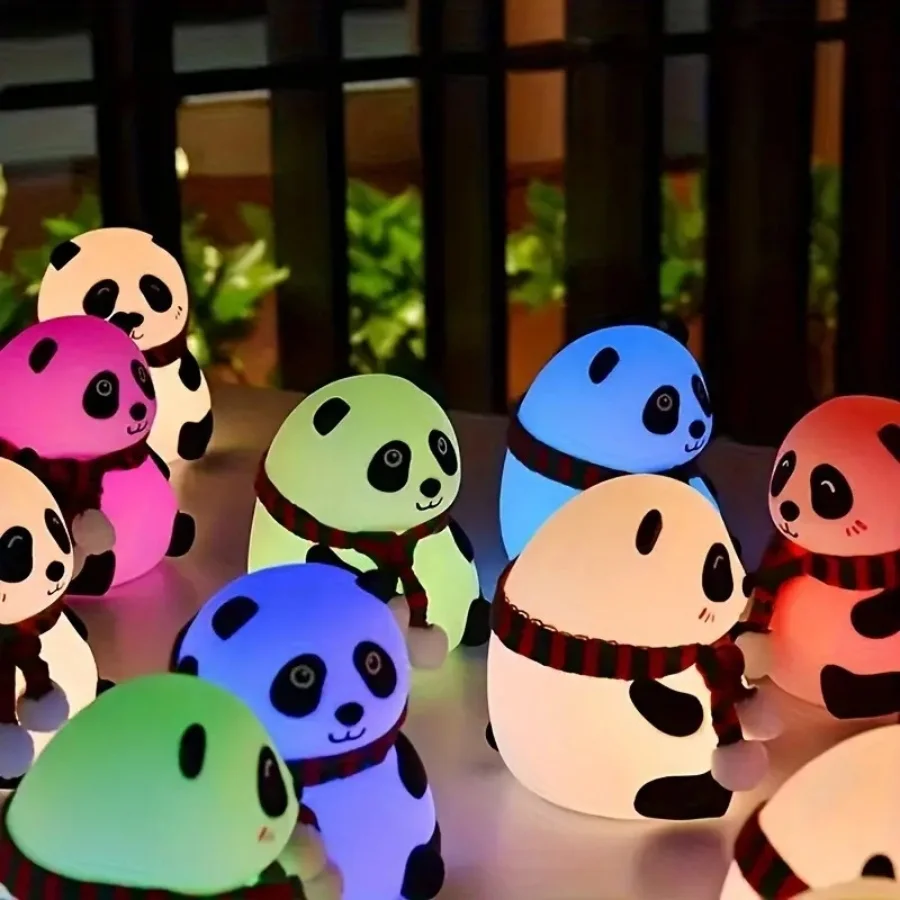 Panda Shape Silicone Night Light Usb Silicone Touch Table Lamp Rechargeable Led Panda Night Light